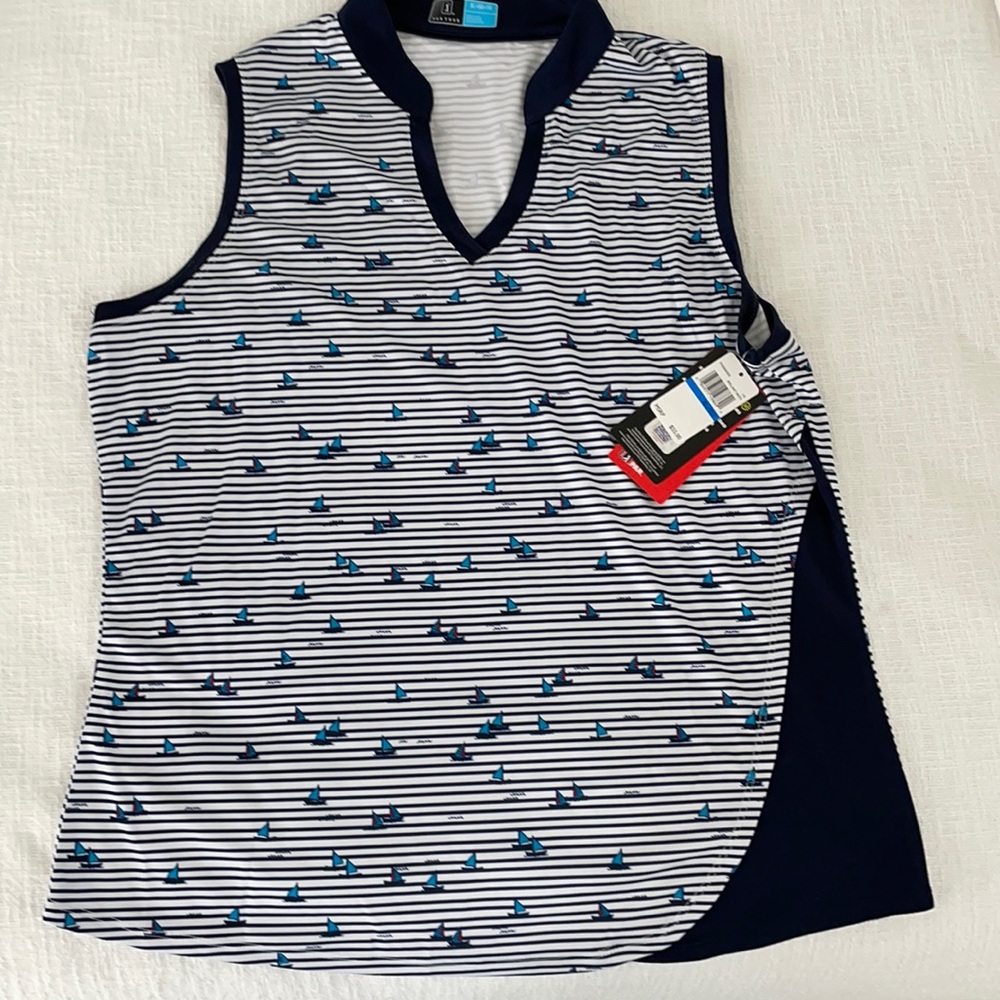 PGA Women’s Golf Sleeveless V-neck Top Sailboats